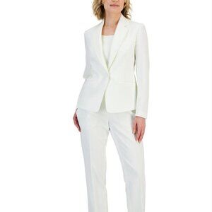 $149 Le Suit Women's Crepe One-Button Pantsuit Set Vanilla Ice Size 2P
